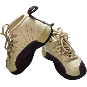 Jordan 12 Retro Toddler Shoes Cream & Plum Size 5C Girls Boys Sporty Sneakers